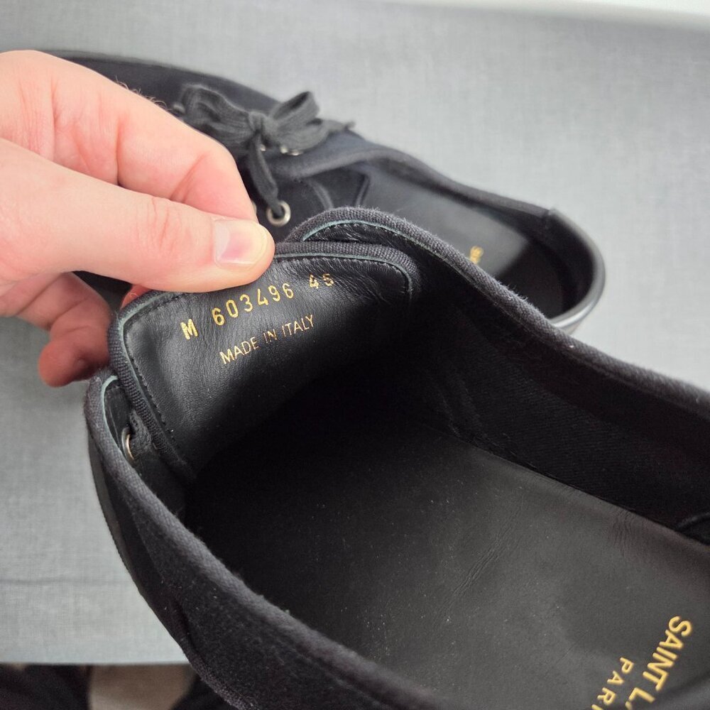 Saint Laurent - Men's Venice Black Canvas Low Top Sneakers - NWOT Size EU45 - Picture 8 of 12